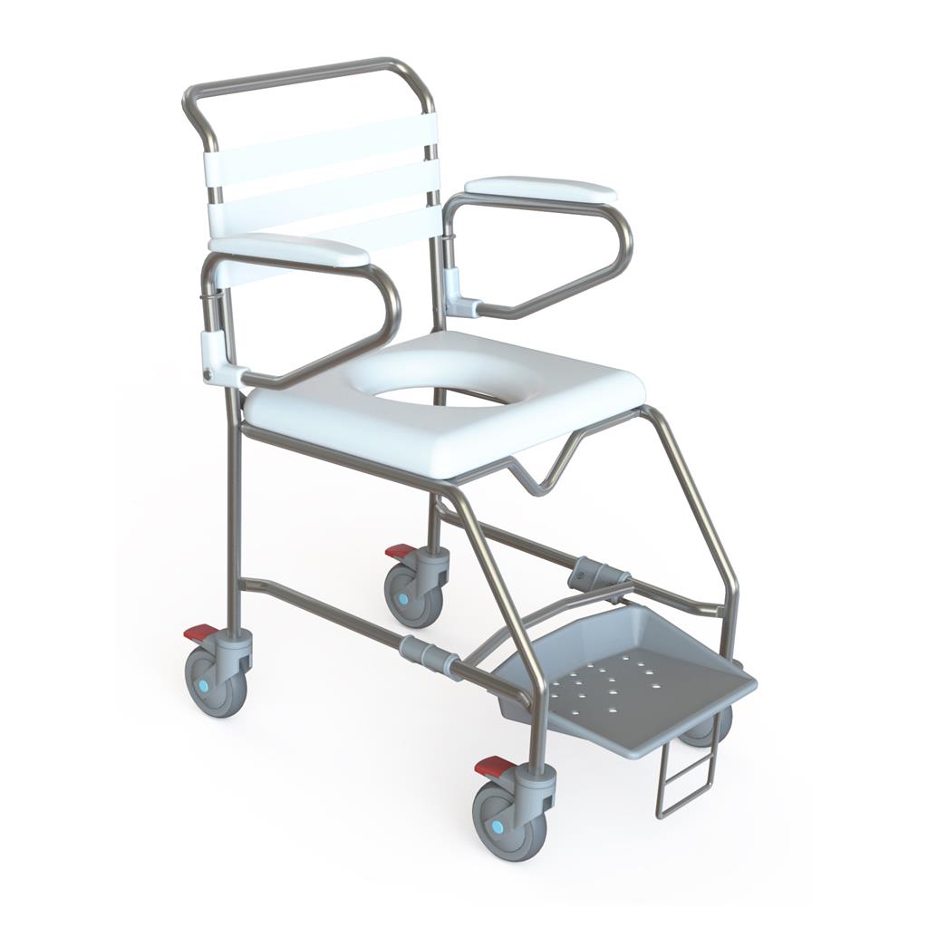 KCare Transit Mobile Shower Commode With Slideout Footplate - 500mm