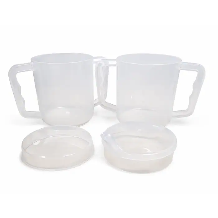 Homecraft Two Handled Mug - 270ml with Spout & Splash Lids - Pair