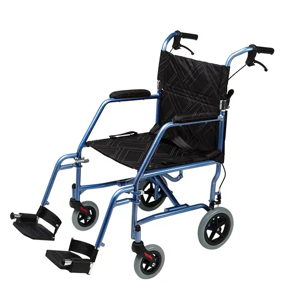 Omega Transit Wheelchair LA1 Blue 125kg Weight Rating