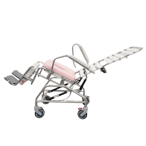 Tilt In Space with Recline Mobile Shower Commode with Swingaway Footrest - 445mm